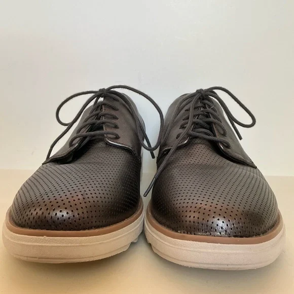 Clarks Womens Sharon Crystal Leather Platform Oxford. Metalliac Gray Size 10 - Picture 3 of 9